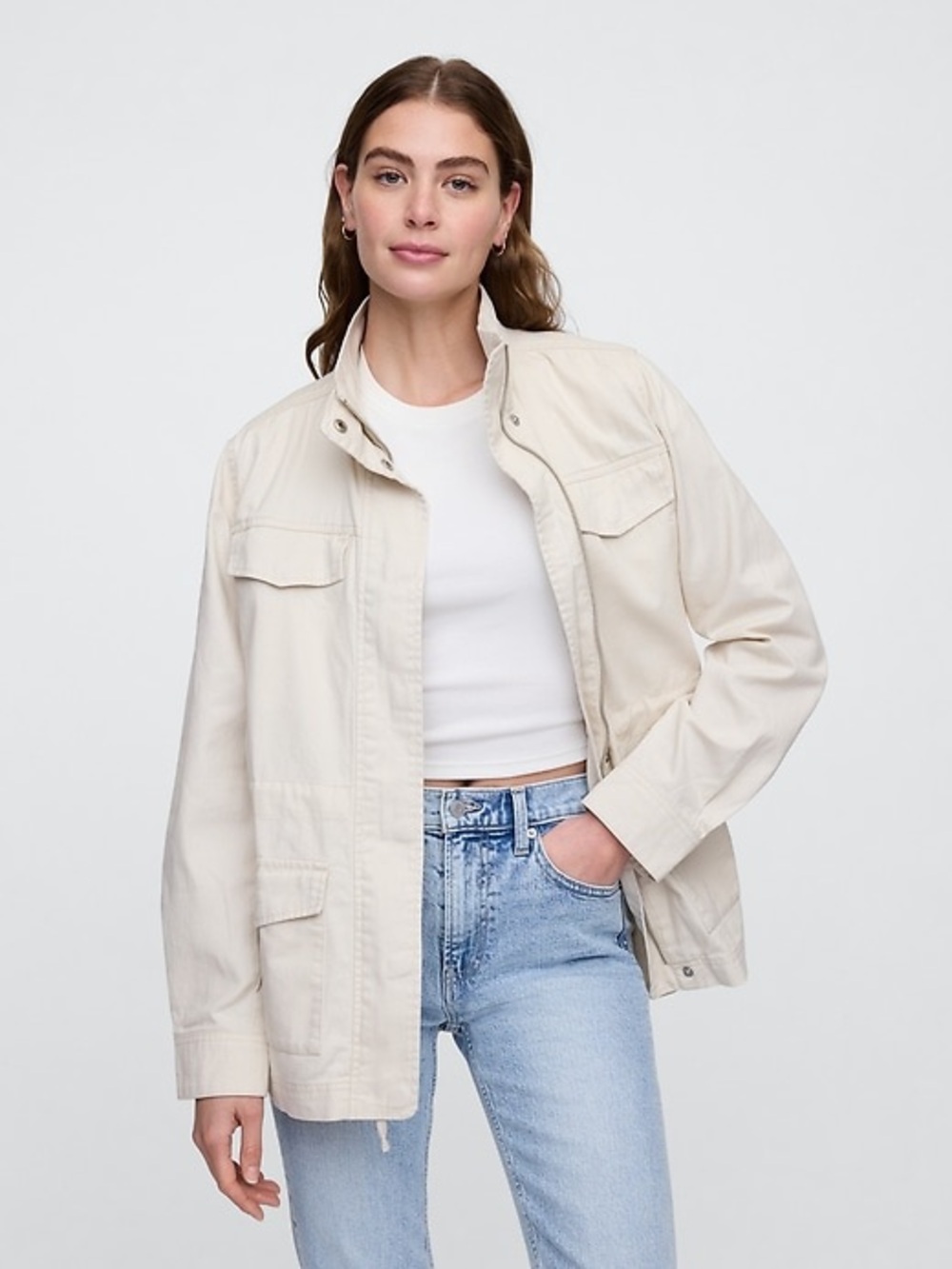 Gap Cream Canvas Utility Jacket